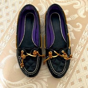Sperry Top Sider Shoes Black Leather Upper Size 6M